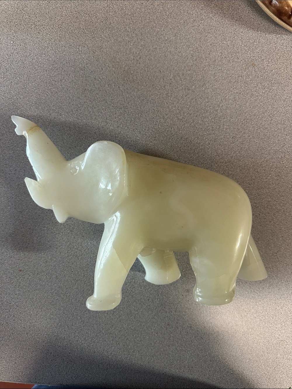 Carved Elephant Figurine in Pale Cream